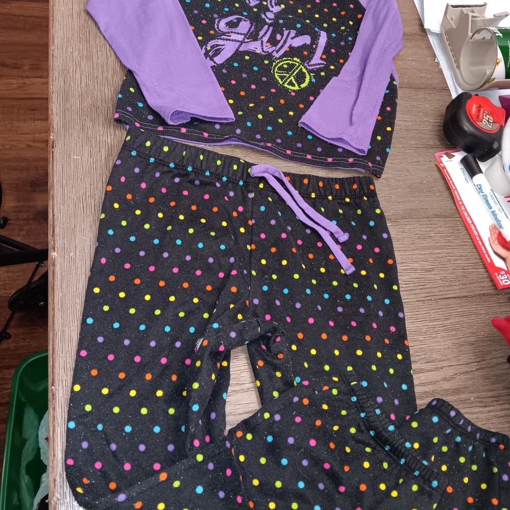 Girls Size 7/8, Total Girl Black Polka Dot Pajama Set